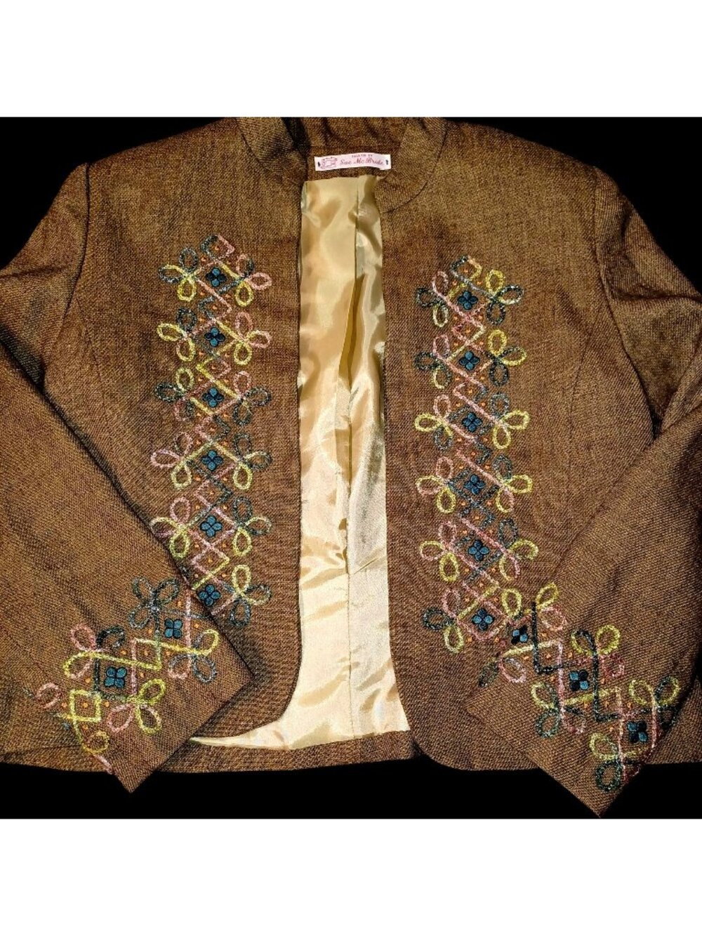 Boho Jacket Skirt VTG Bolero Cropped Matador Wearable Art Womens Size M
